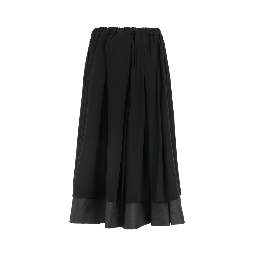 Comme des Garçons black pleated midi skirt with elasticated waist and sheer layered hem - view 2