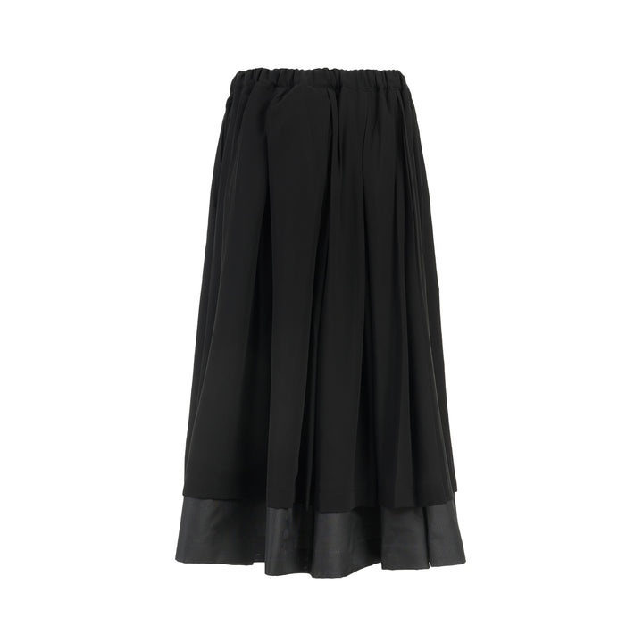 Comme des Garçons black pleated midi skirt with elasticated waist and sheer layered hem - view 2