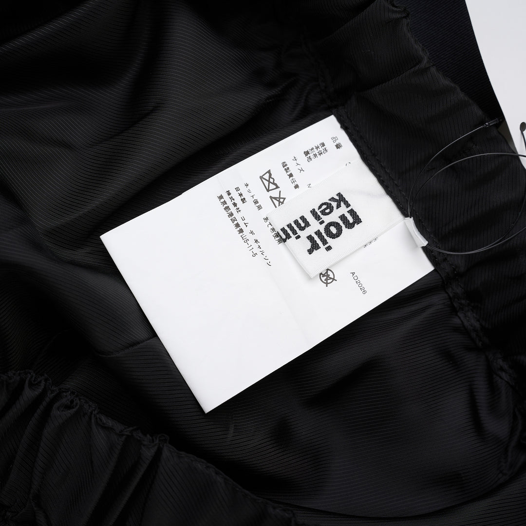 Noir Kei Ninomiya black wide-leg pants in cupra twill and wool gabardine with elasticated waist and layered tailored lower section - view 3
