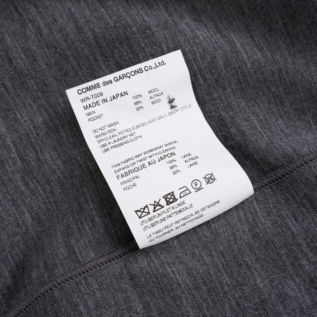 Junya Watanabe MAN grey marl button-up cardigan with V-neck and two textured faux fur flap pockets - view 3