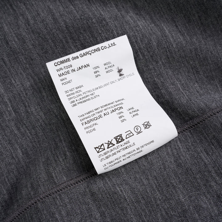 Junya Watanabe MAN grey marl button-up cardigan with V-neck and two textured faux fur flap pockets - view 3