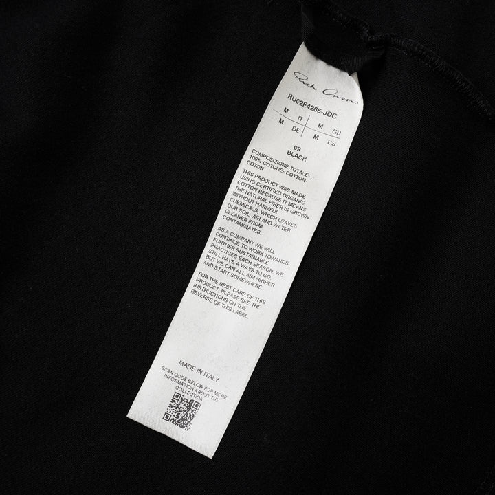 Back view of the Rick Owens Short Level Wool Silk Jersey Tee in black, showing the crewneck, shoulder seams and short sleeves - view 3