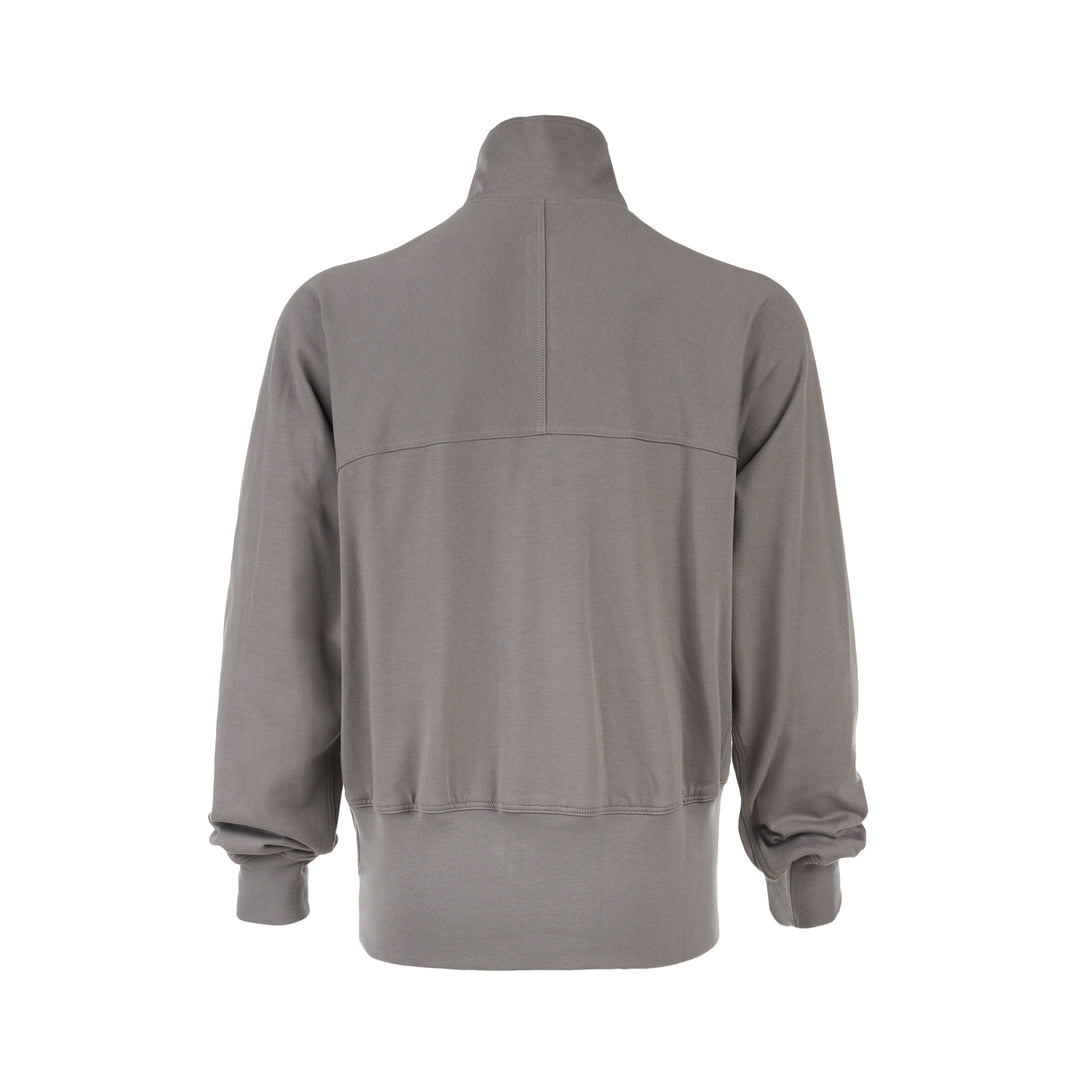 Rick Owens grey zip-up track jacket with funnel collar, curved chest seam, zipped pocket and ribbed cuffs and hem - view 2