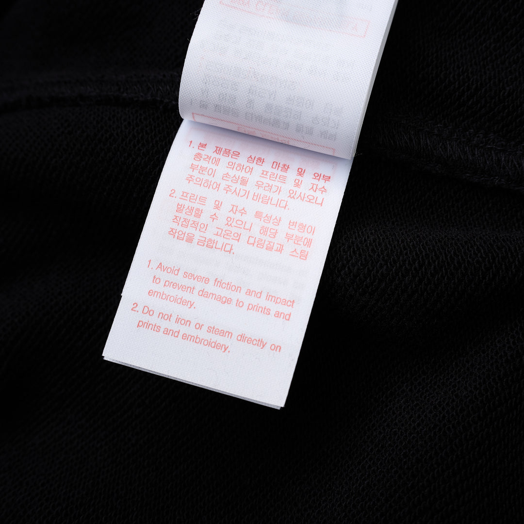 Wooyoungmi black pullover hoodie with drawstring hood, kangaroo pocket and tonal logo patch on the chest - view 6