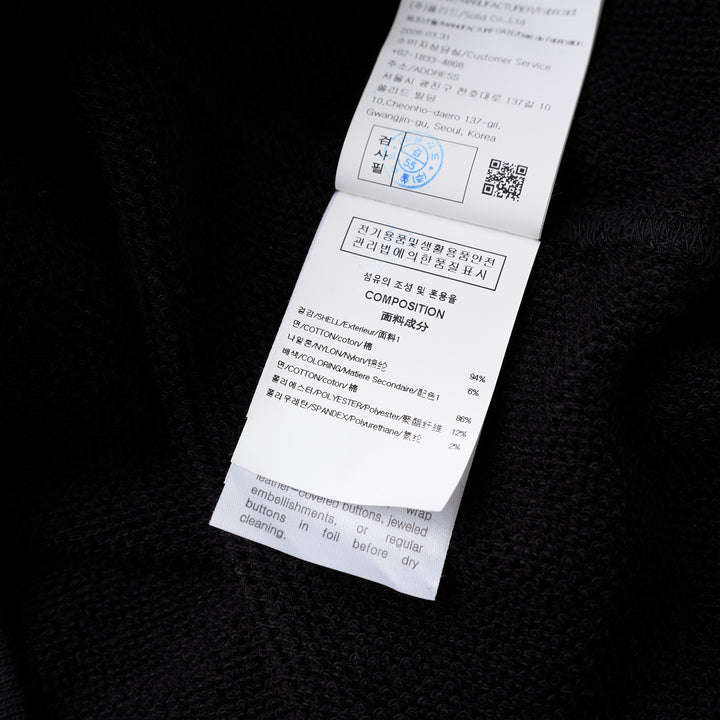 Black Wooyoungmi zip-up hoodie with padlock-style zip pull, stud-detailed kangaroo pockets and small gold logo on the chest - view 4