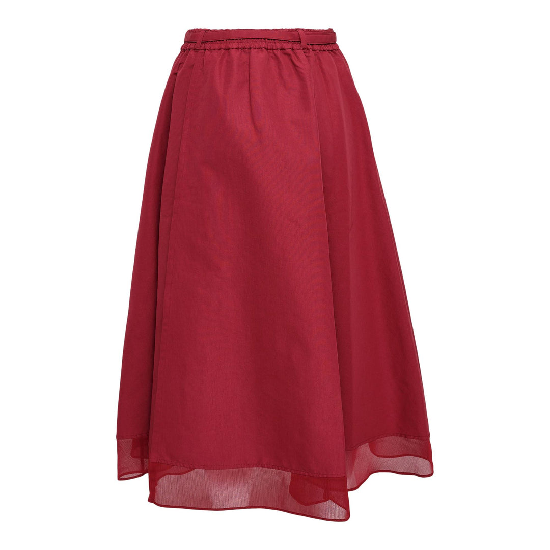 Club21 - 3.1 Phillip Lim - Belted Midi Skirt With Chiffon Hem - SKIRTS - Red