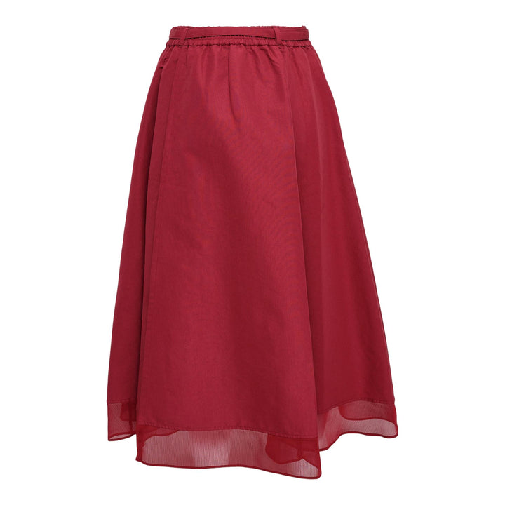Club21 - 3.1 Phillip Lim - Belted Midi Skirt With Chiffon Hem - SKIRTS - Red