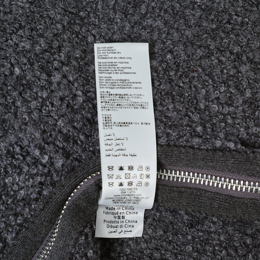 Club21 - 3.1 Phillip Lim - Boucle Zipper Crewneck Knit Top - KNIT TOPS - Charcoal