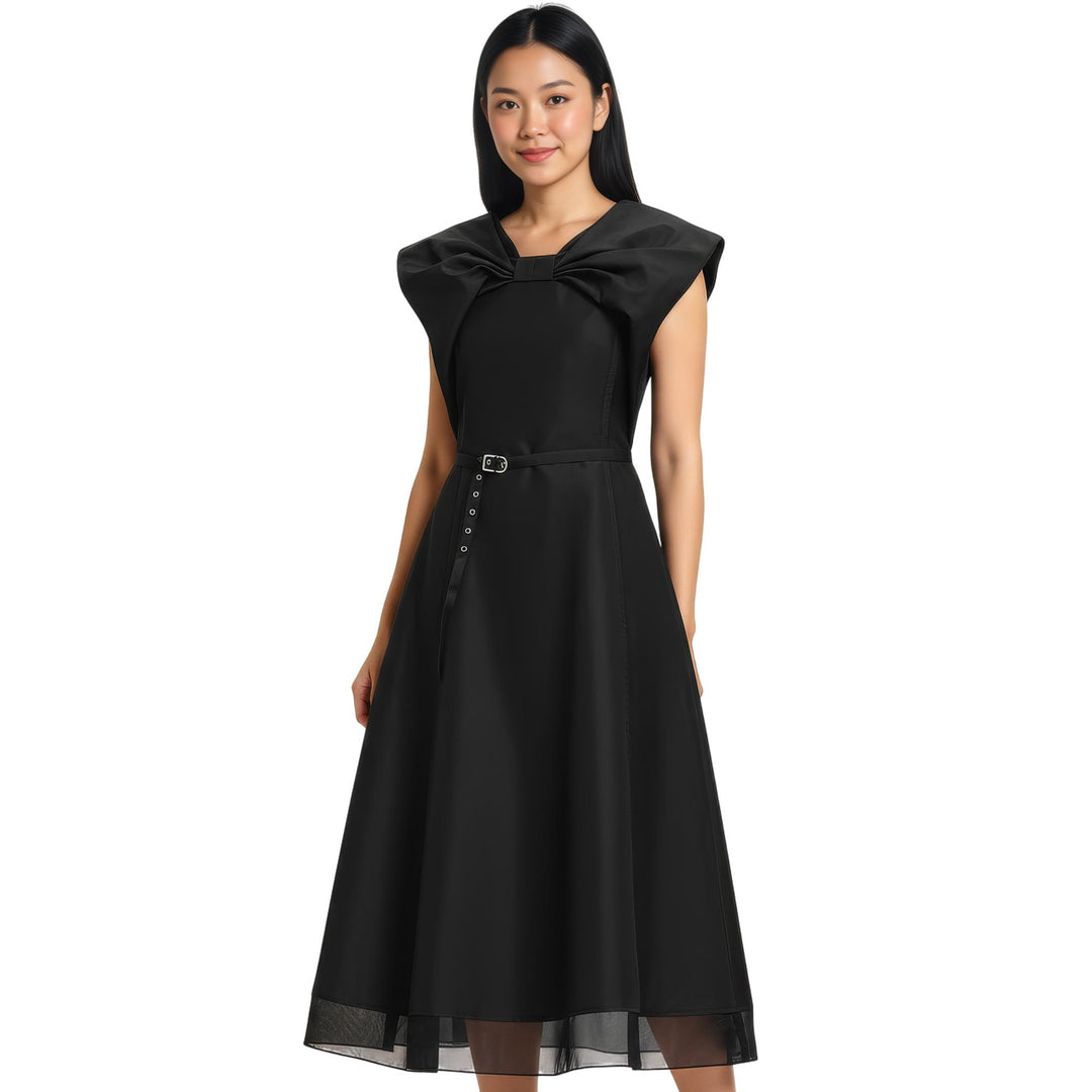 Club21 - 3.1 Phillip Lim - Draped Bow Dress With Belt - DRESSES - Black