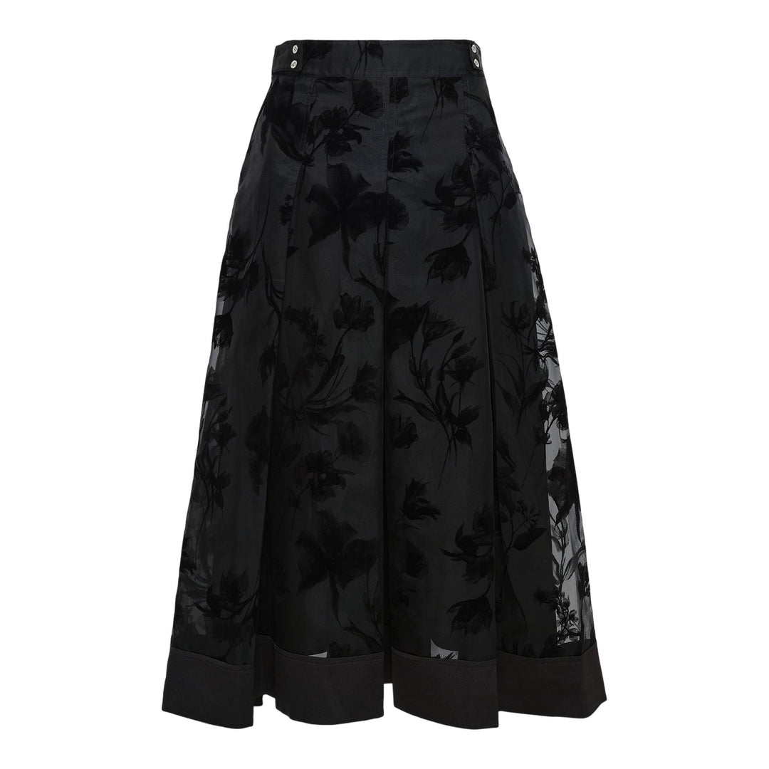 Club21 - 3.1 Phillip Lim - Flocked Organza Midi Skirt - SKIRTS - Black