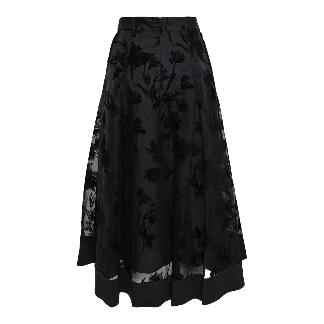 Club21 - 3.1 Phillip Lim - Flocked Organza Midi Skirt - SKIRTS - Black