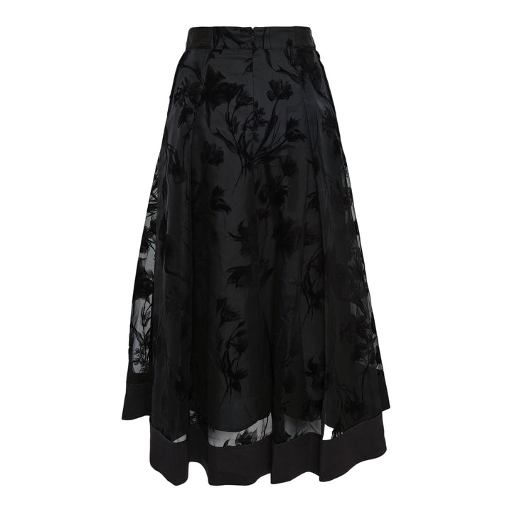 Club21 - 3.1 Phillip Lim - Flocked Organza Midi Skirt - SKIRTS - Black