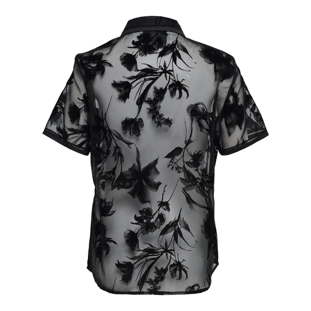 Club21 - 3.1 Phillip Lim - Flocked Organza Short Sleeve Shirt - BLOUSES - Black