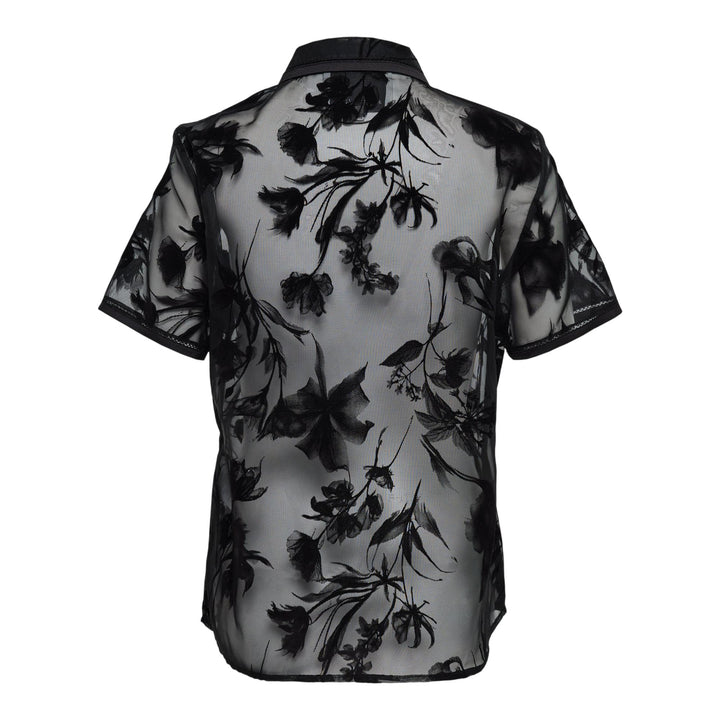Club21 - 3.1 Phillip Lim - Flocked Organza Short Sleeve Shirt - BLOUSES - Black