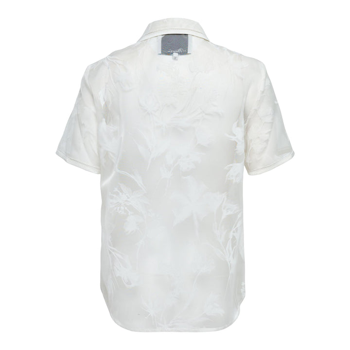 Club21 - 3.1 Phillip Lim - Flocked Organza Short Sleeve Shirt - BLOUSES - White