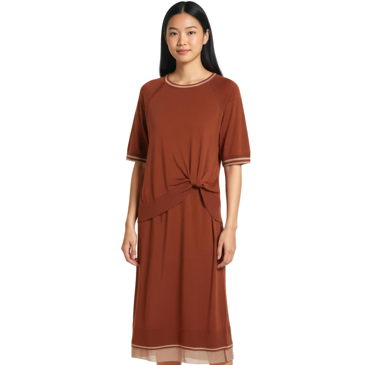 Club21 - 3.1 Phillip Lim - French Tuck Knit Dress With Organza - DRESSES - Orange