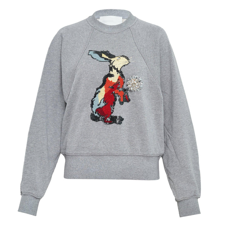 Club21 - 3.1 Phillip Lim - Long Sleeve Sweatshirt With Rabbit Embroidery - SWEATSHIRTS - Grey