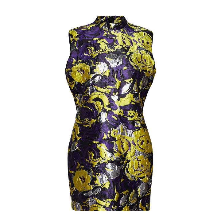 Brushstroke Flower Print Mini Dress