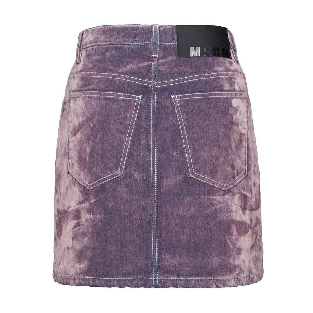 Flocked Denim Pink Mini Skirt