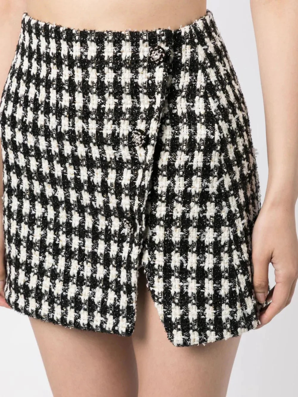 Black Check Boucle Mini Skirt