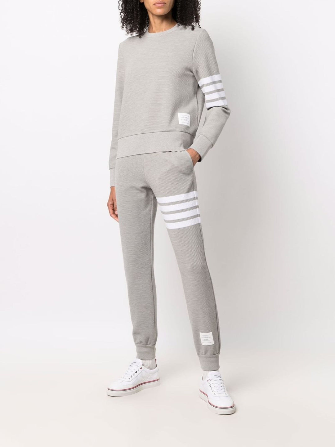 Light Grey Ottoman Rib 4-Bar Crew Neck Sweatshirt