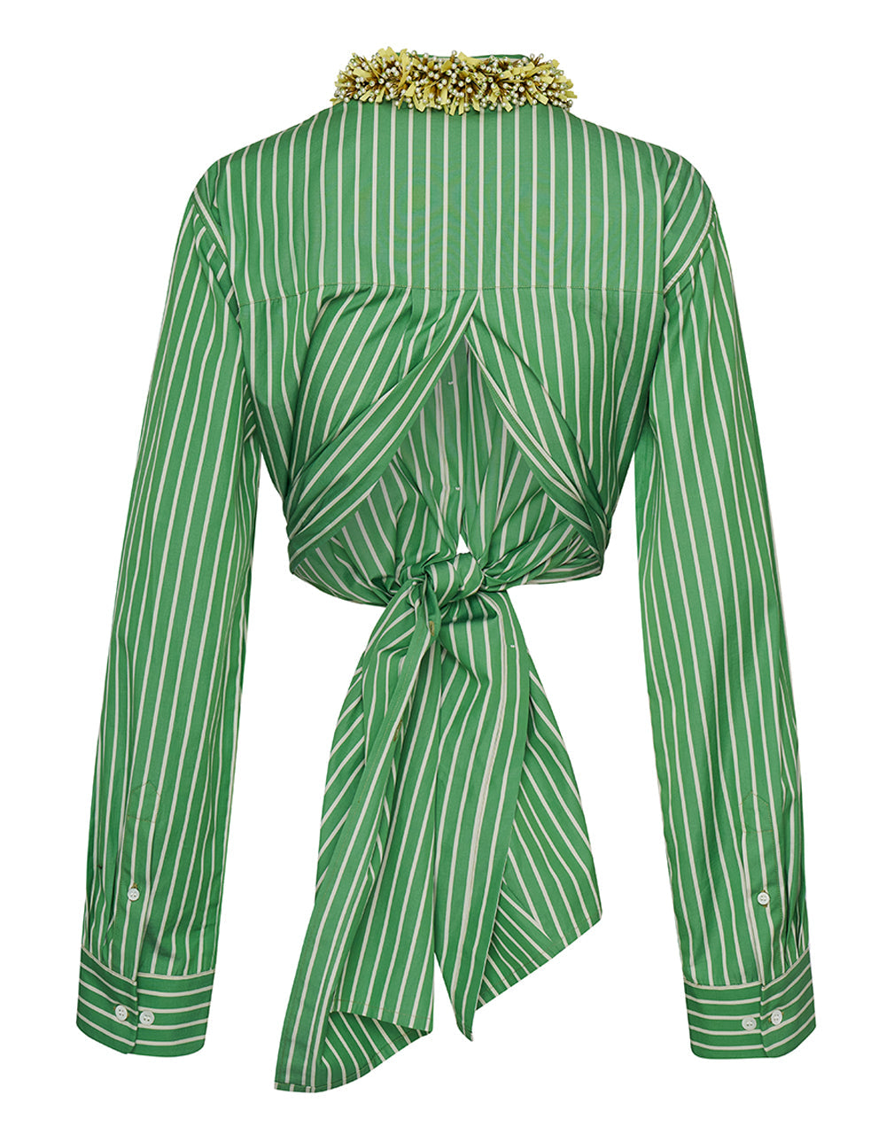 Striped Compact Popeline Cropped Shirt