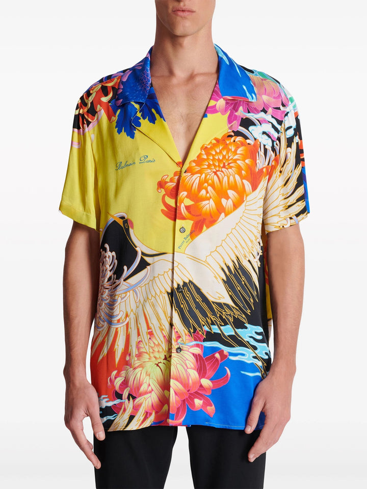 Crane Print Pyjama Shirt