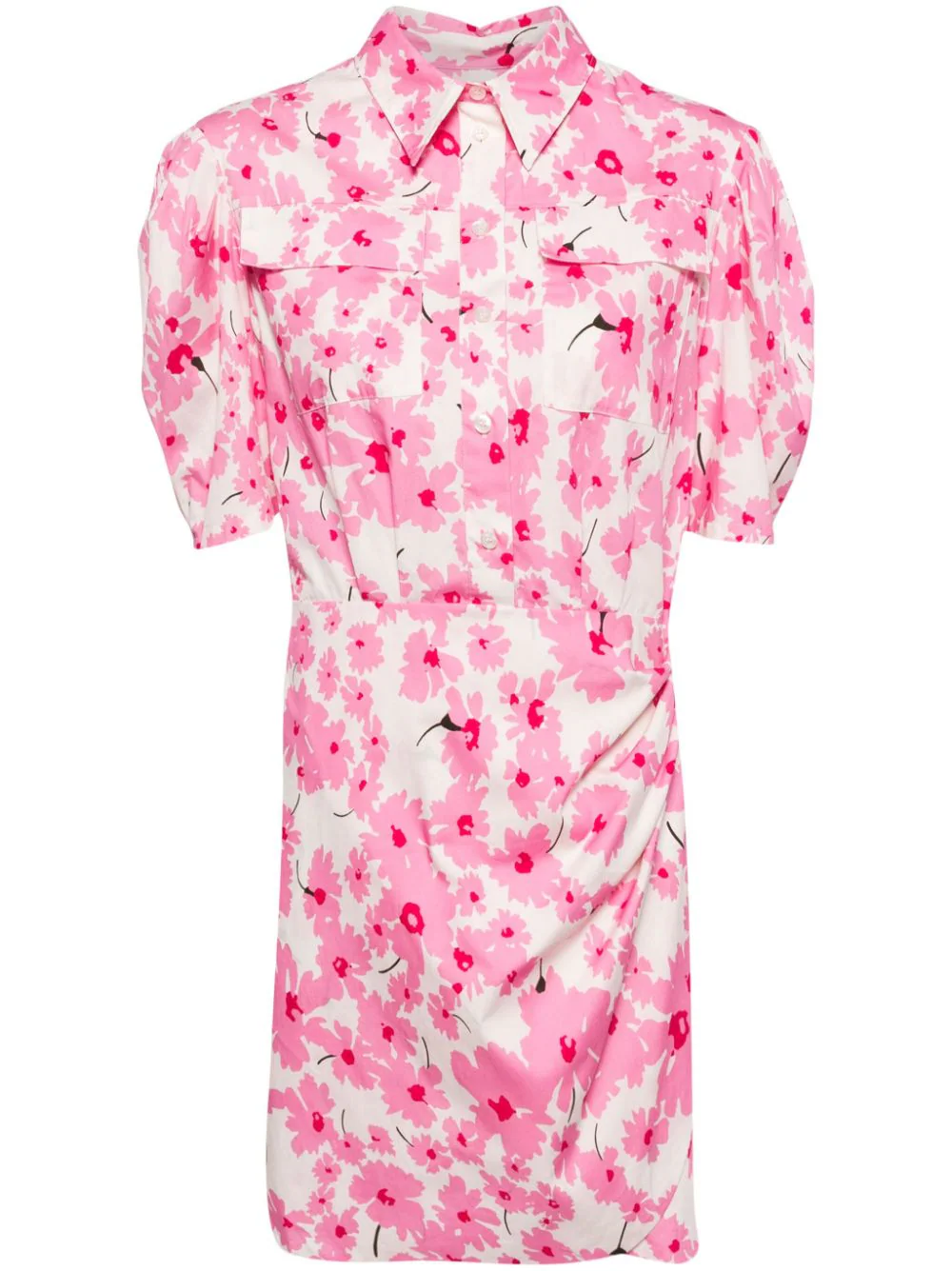 Daisy Print Puff Sleeves Mini Dress