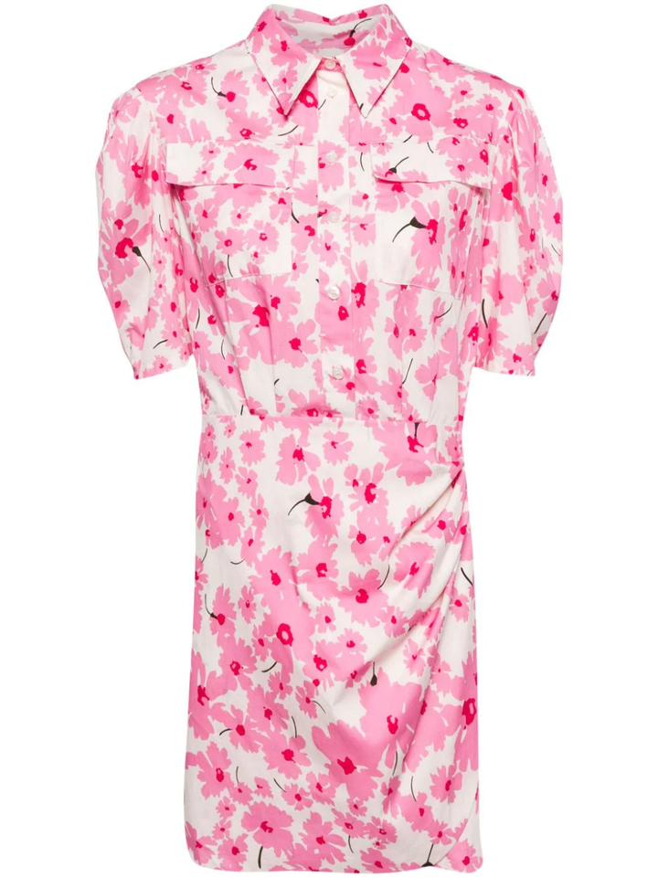 Daisy Print Puff Sleeves Mini Dress