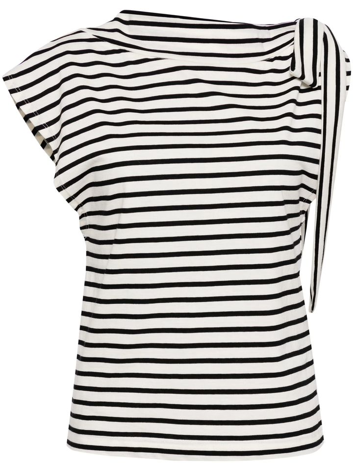 Asymmetric Shoulders Striped Top