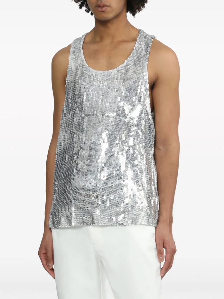 Sequin Georgette Tank Top