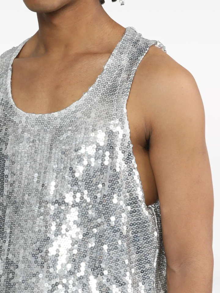 Sequin Georgette Tank Top