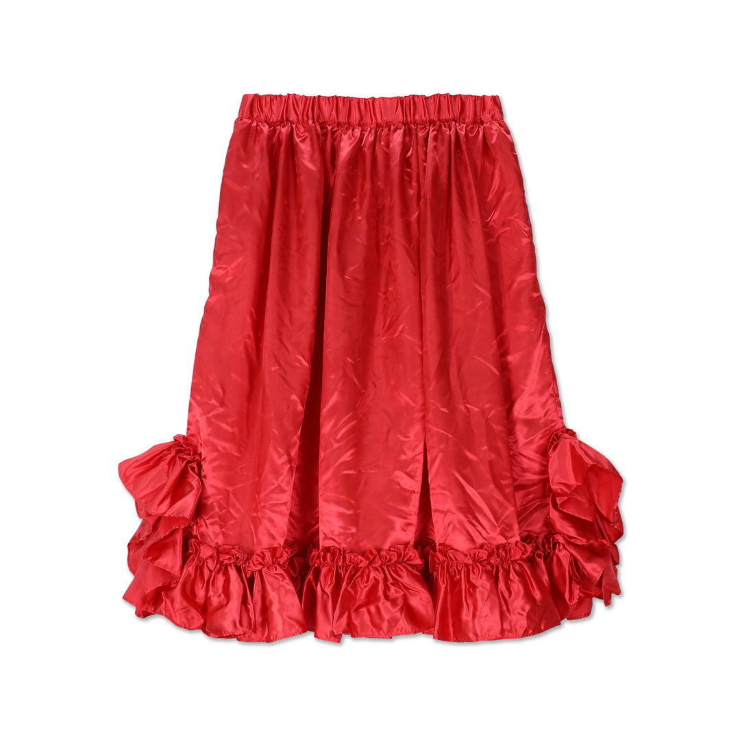 Ruffle-Hem Satin Skirt