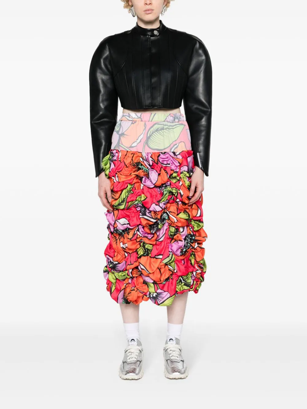 Satin Floral Pattern Full Skirt