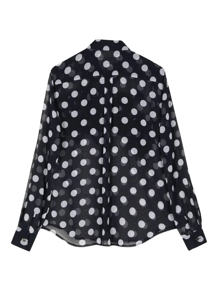 Ribbon-Detail Polka Dot Blouse