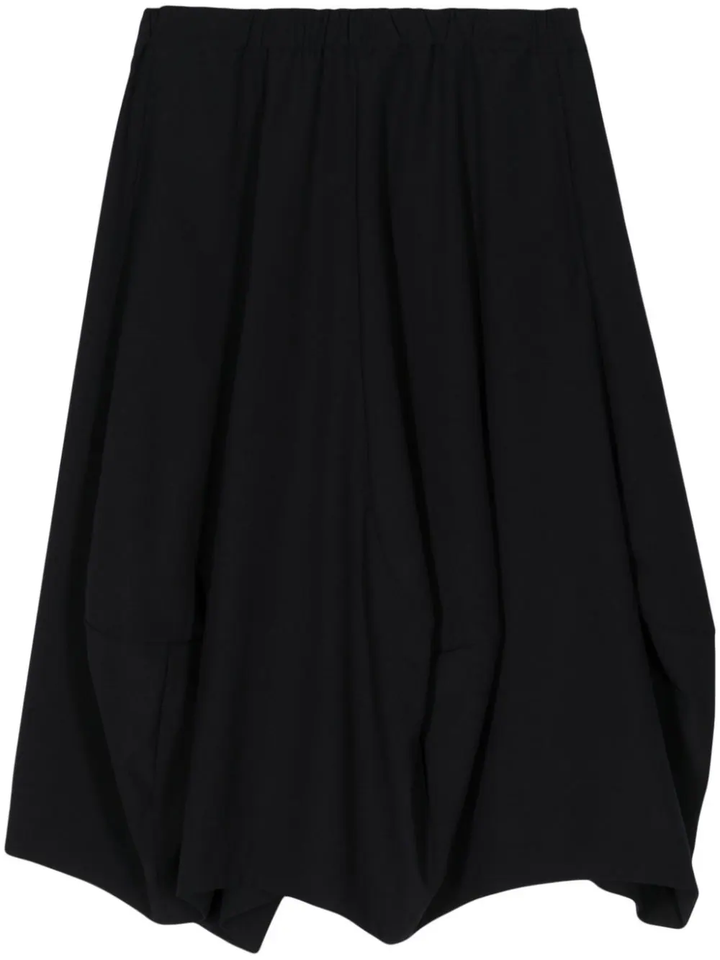 Elastic-Waist Flared Midi Skirt