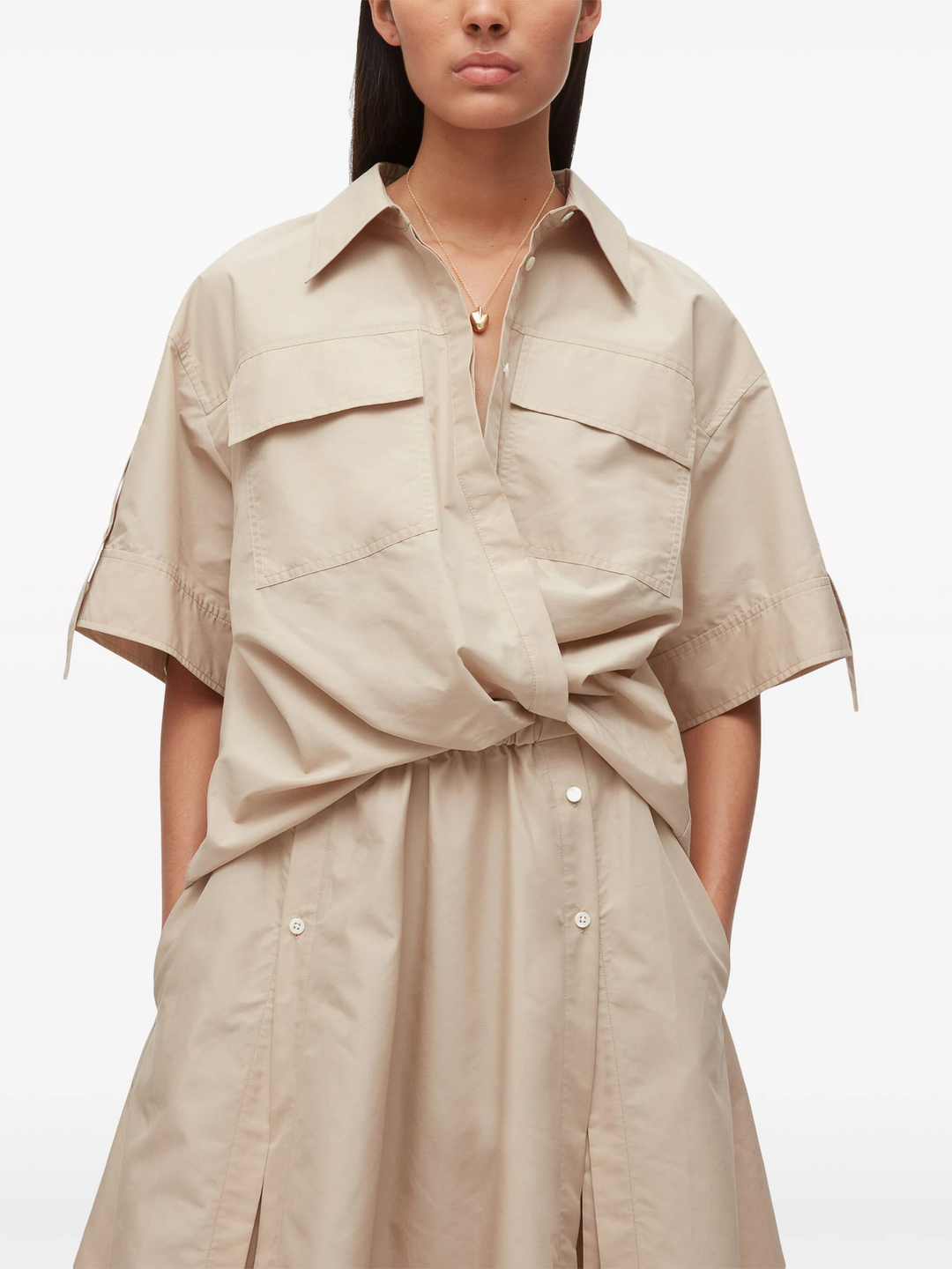 Draped Shirt Dress