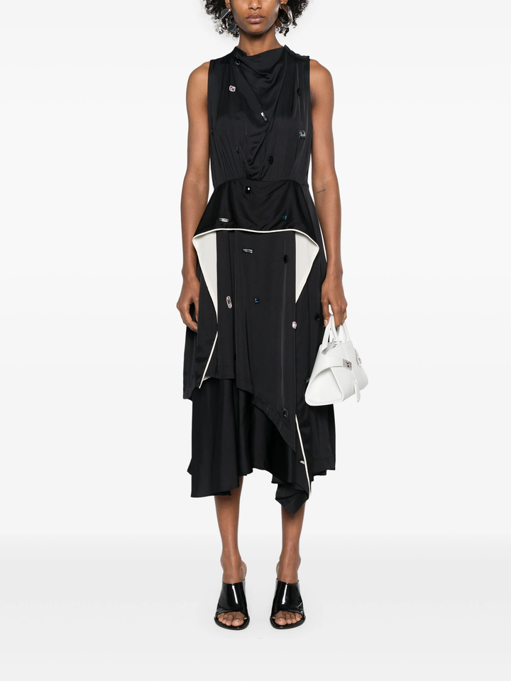 Sleeveless Cascade Drape Dress