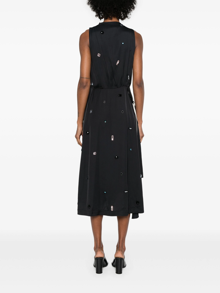 Sleeveless Cascade Drape Dress