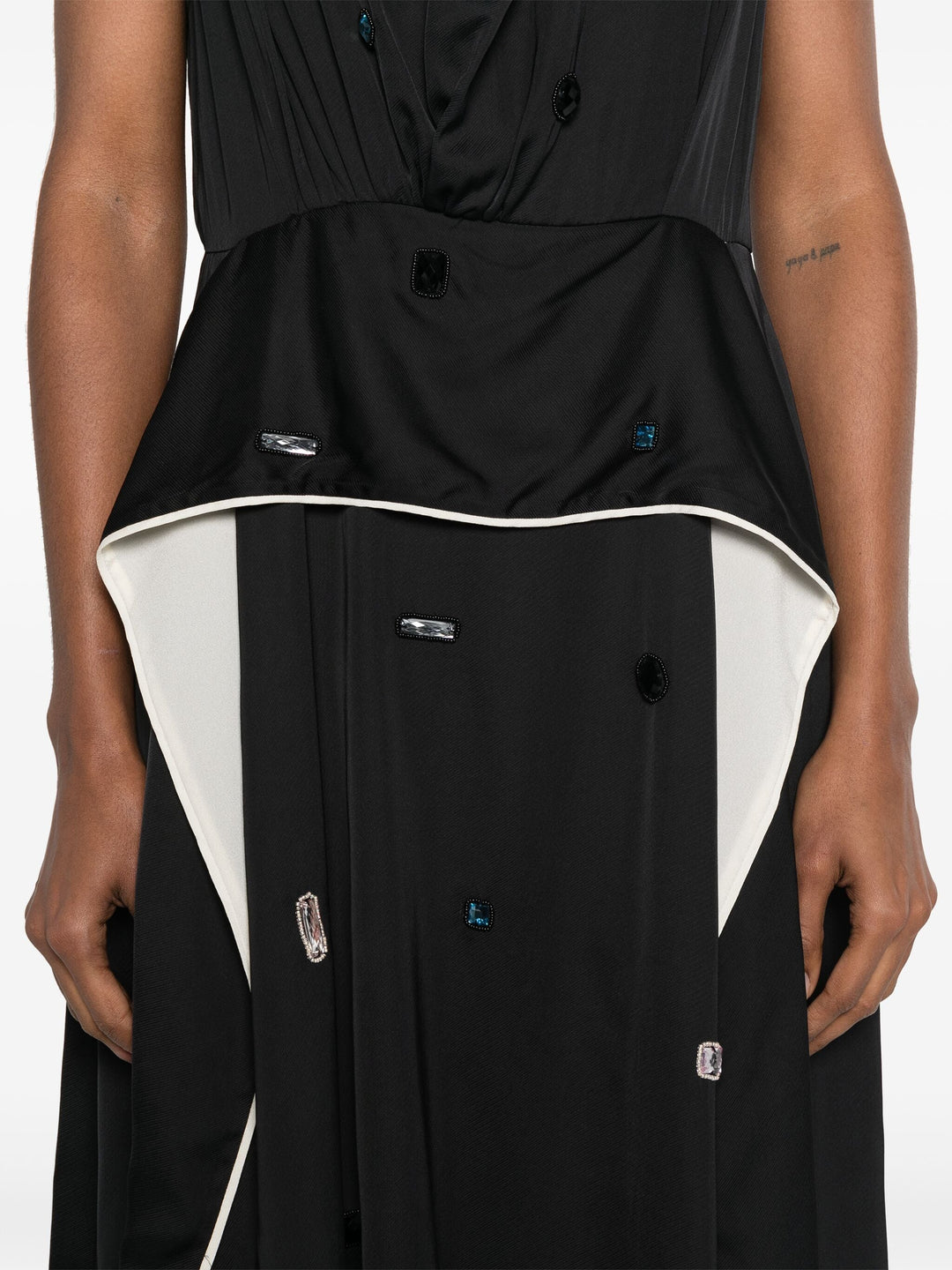 Sleeveless Cascade Drape Dress