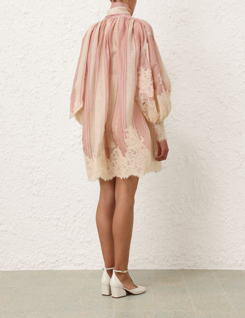 Natura Lace Edge Tie Mini Dress