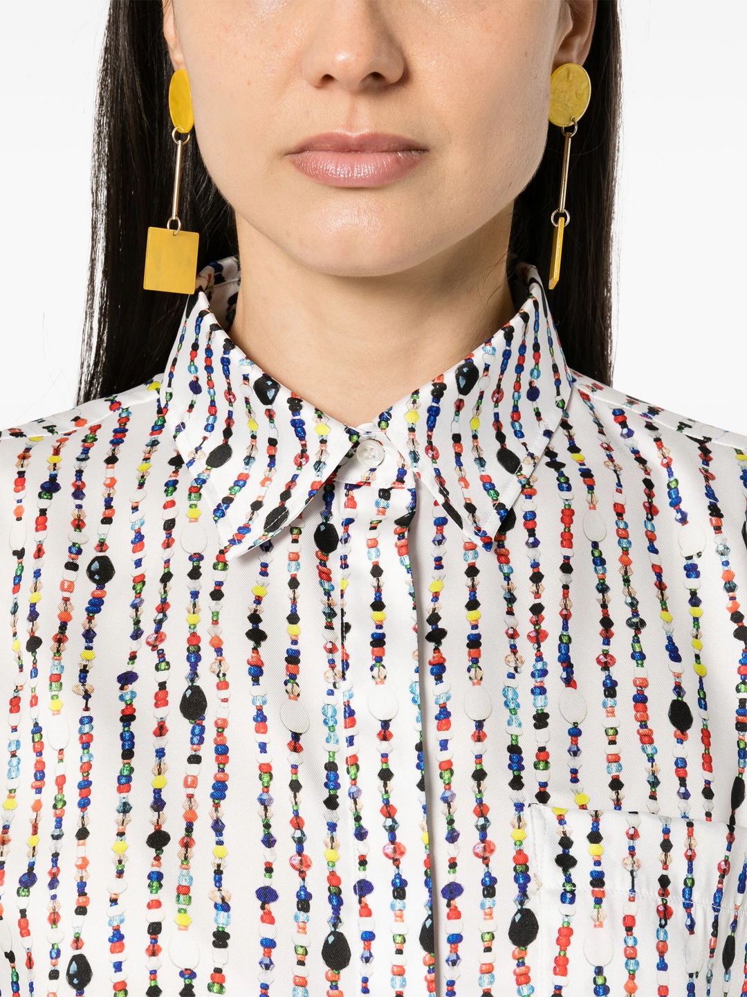 Colourful Beads Print Cropped Shirt