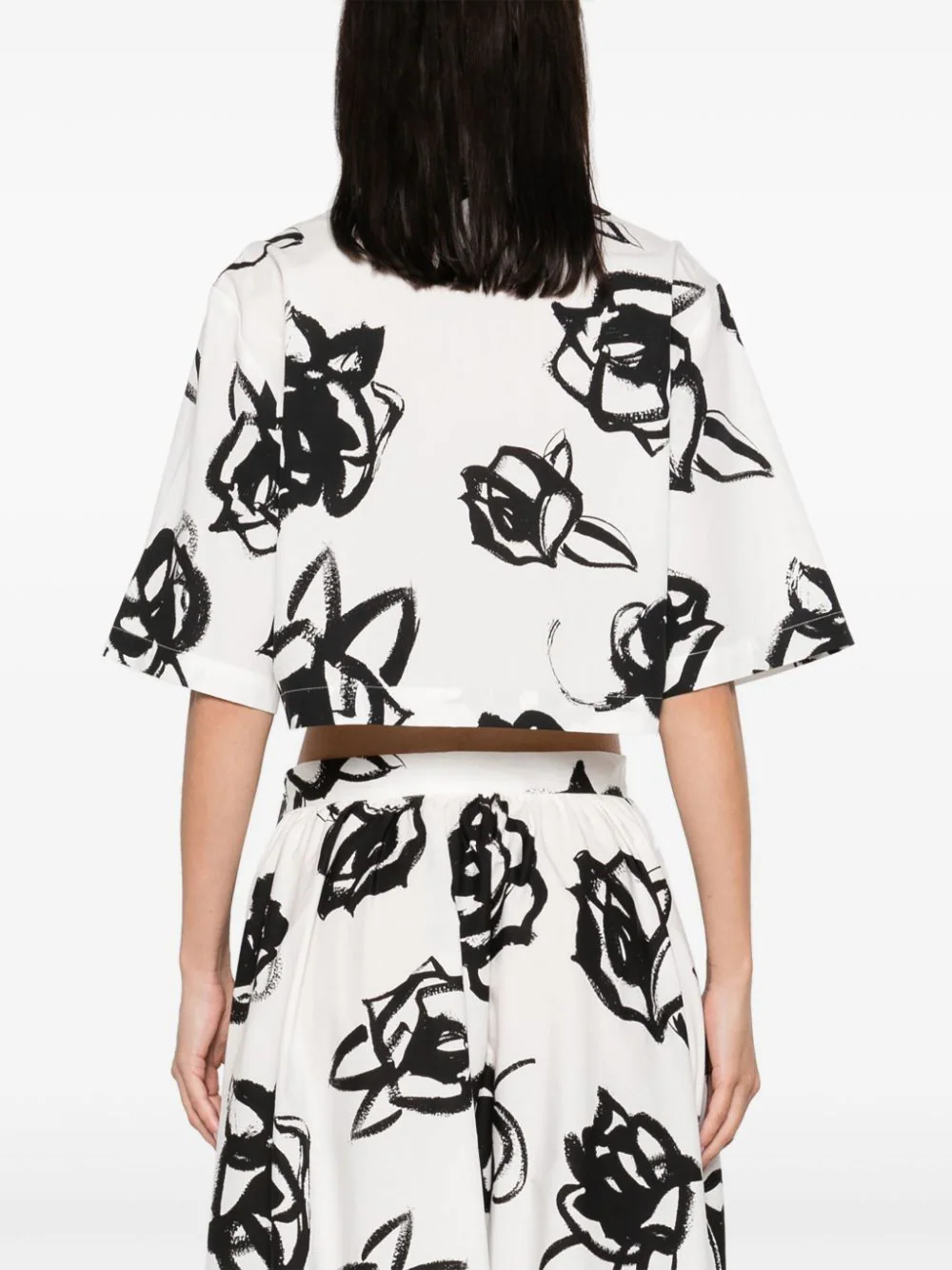 Rosette Print Cropped Shirt