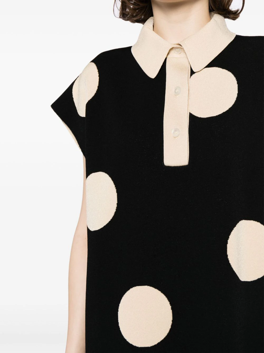 Polka Dots Knit Polo Vest