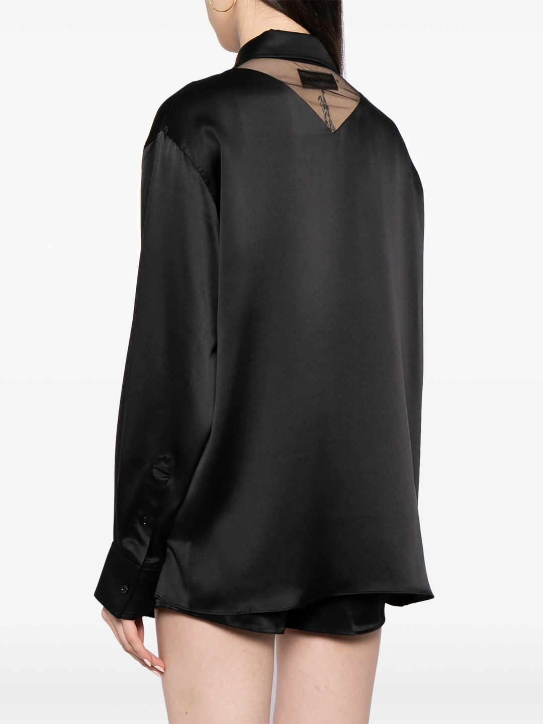 Logo Cutout Shirt In Silk Charmeuse