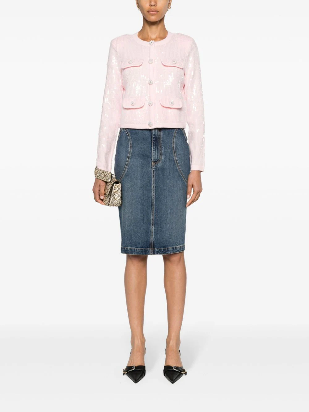 Pink Sequin Knit Cardigan