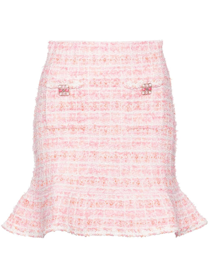 Pink Check Knit Skirt