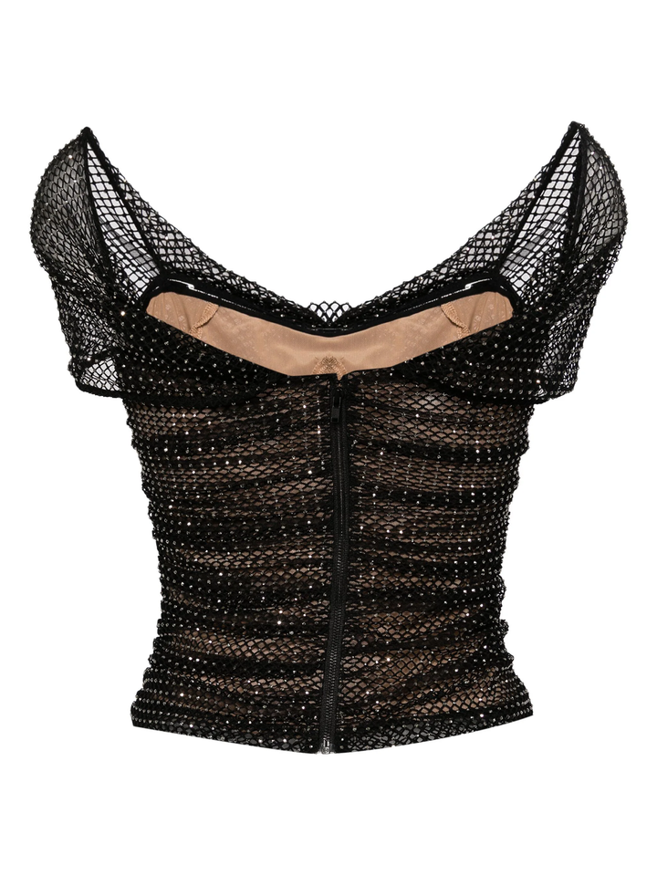 黑色水鑽漁網上衣