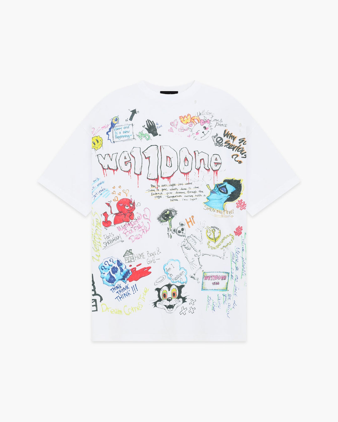 White Doodle Short-Sleeved T-Shirt