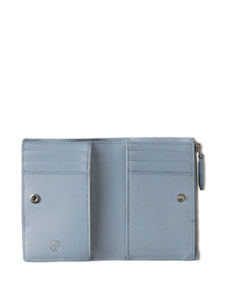 Continental Bifold Zipped Wallet Poplin Blue Small Classic Grain